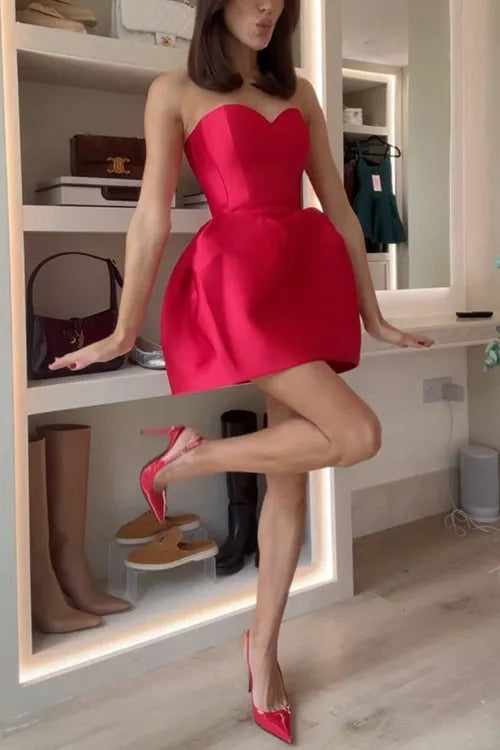 Sweetheart Neck Strapless Mini Party Dress