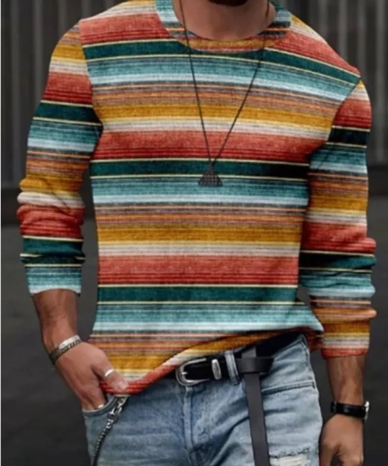 Herren Langarm Sweatshirt Gestreift