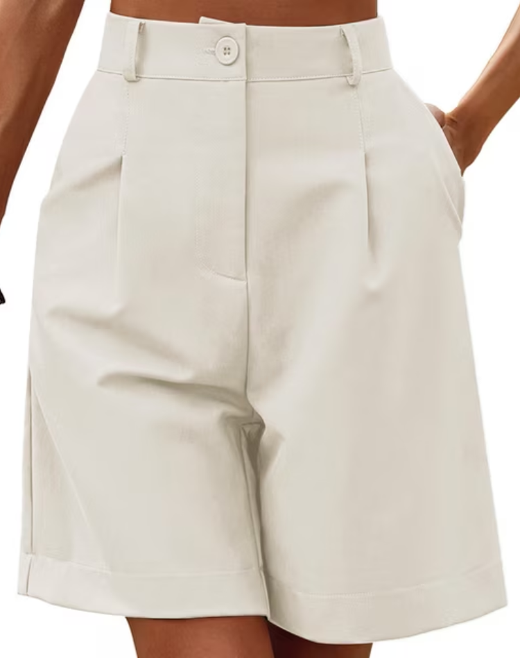 High-Waisted Pleated Shorts for Women