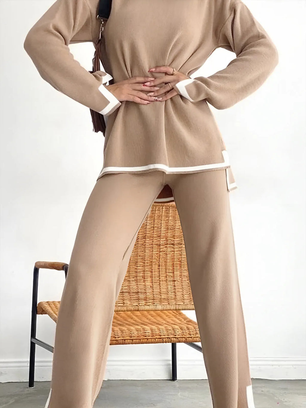 Elastisches Strick-Lounge-Set