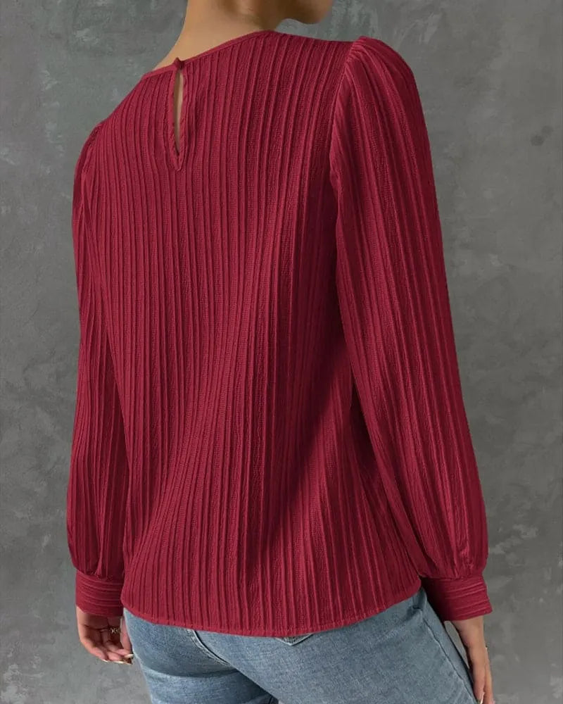 Melanie | Strukturierte Bluse mit Laternenärmeln für Damen