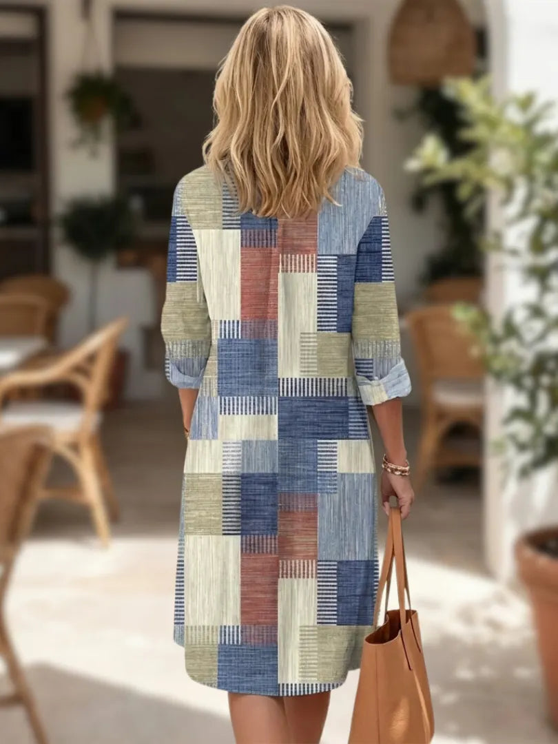Aurelia | Patchwork Button Front Shirt Dress