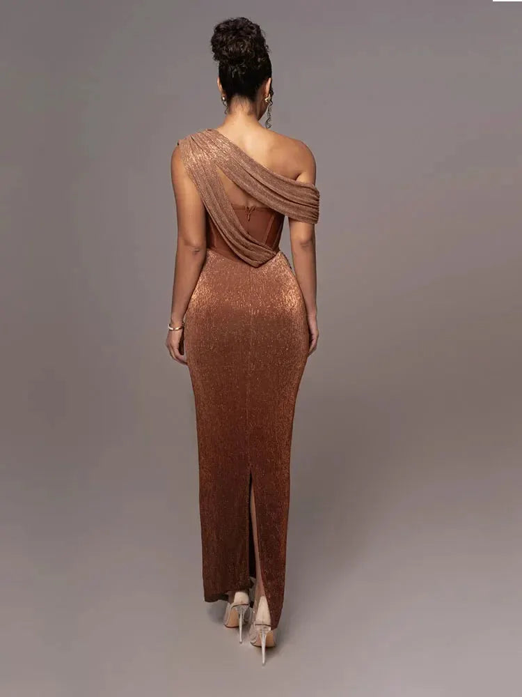 Lange Jurk Met One-Shoulder Drapering | Luxe, Elegant En Betoverend Vrouwelijk