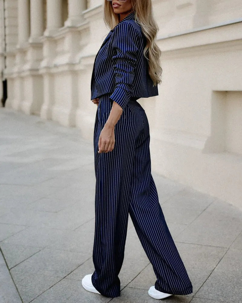 delig Blazer Set Damenanzug - Cropped Blazer mit Hose