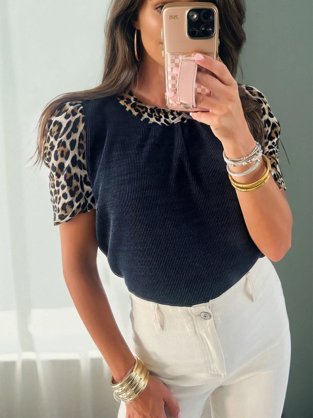 Leopard Short Sleeve Blouse