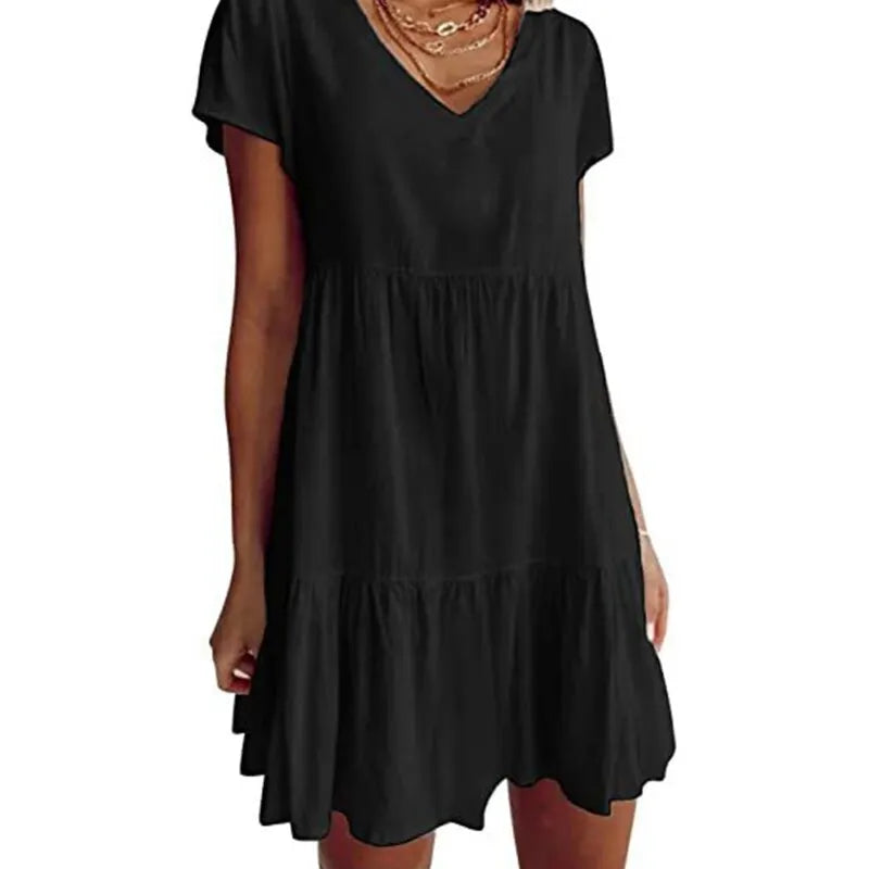 kurzÃ¤rmeliges gewebtes Kleid