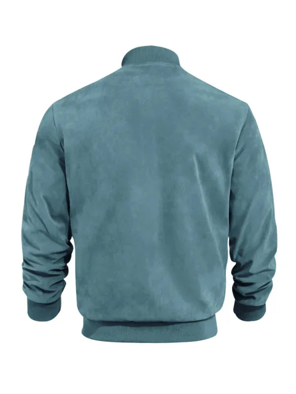 Wildleder Retro ReiÃŸverschluss Herrenjacke Bomberjacke