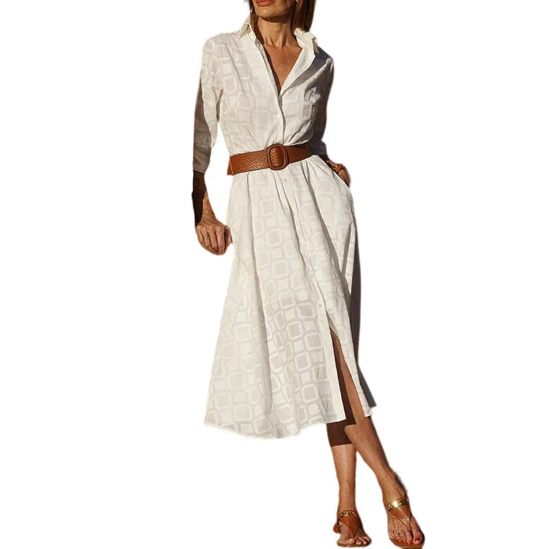 Damen Hemdkleid aus atmungsaktiver Baumwolle mit langen Ã„rmeln