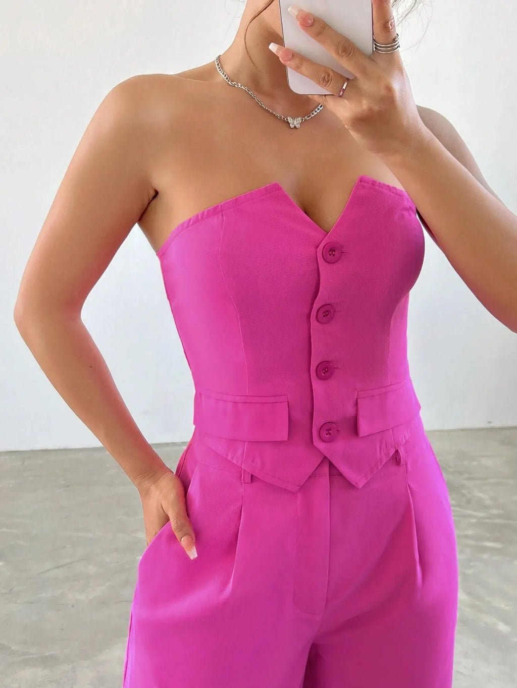 Conjunto Feminino CalÃ§a e Cropped Rosa JÃºlia
