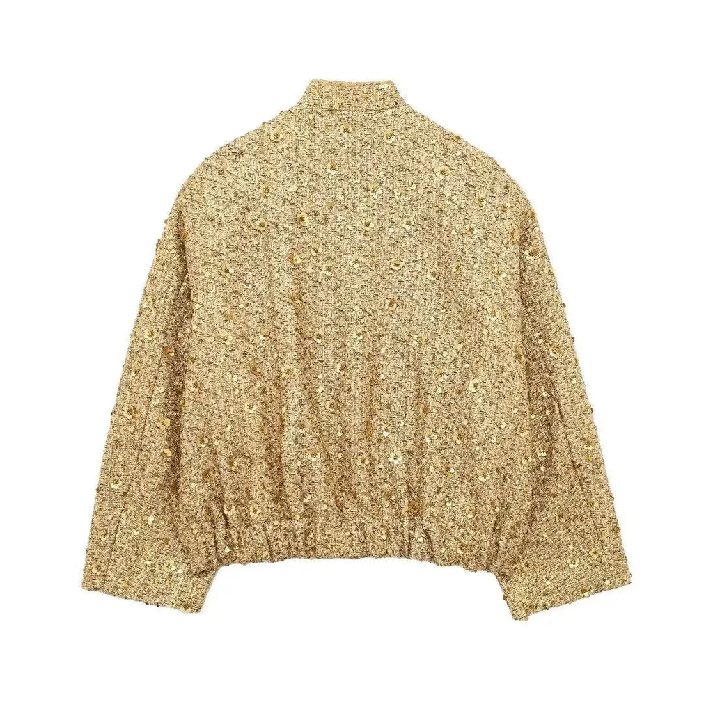 SARAH | Casual Bomberjack Met Gouden Pailletten – Comfort Meets Glamour