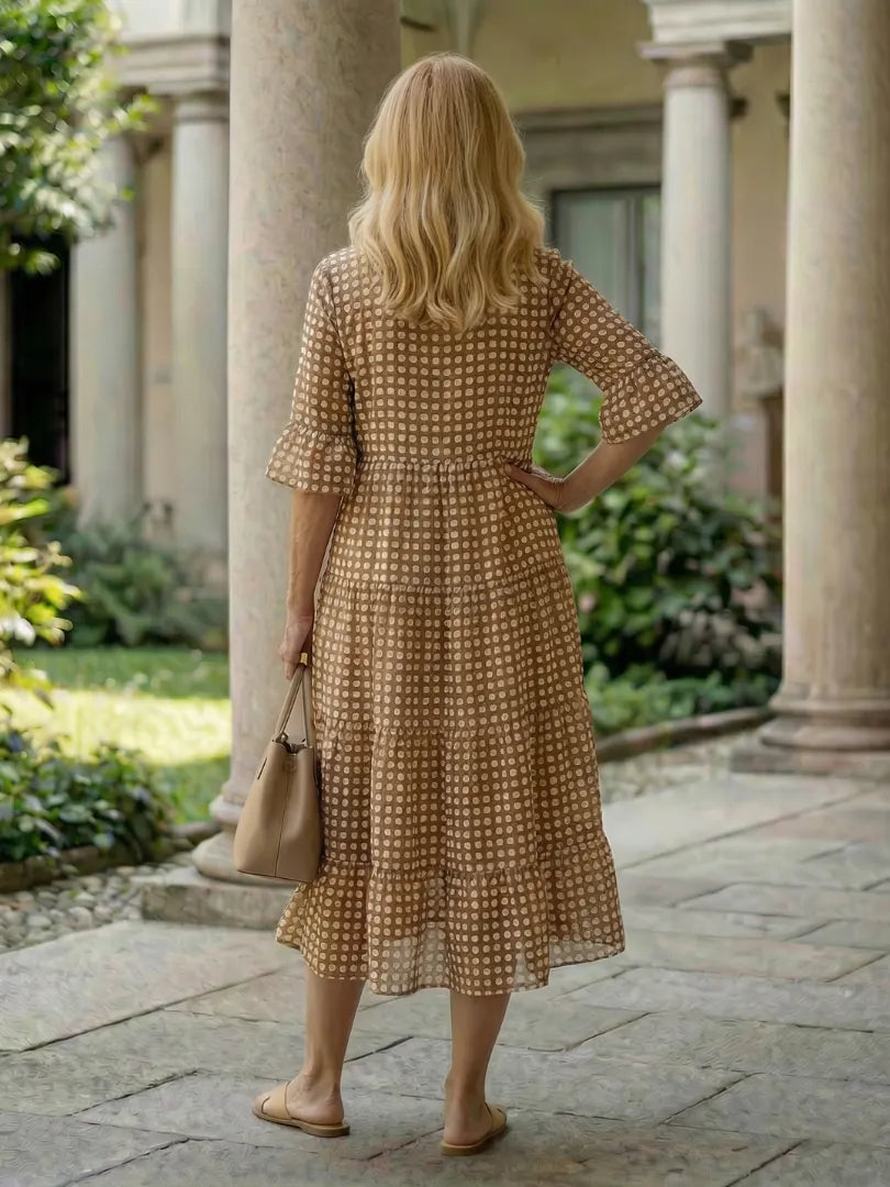 Arlo | Polka Dot Tiered Midi Dress Short Sleeve