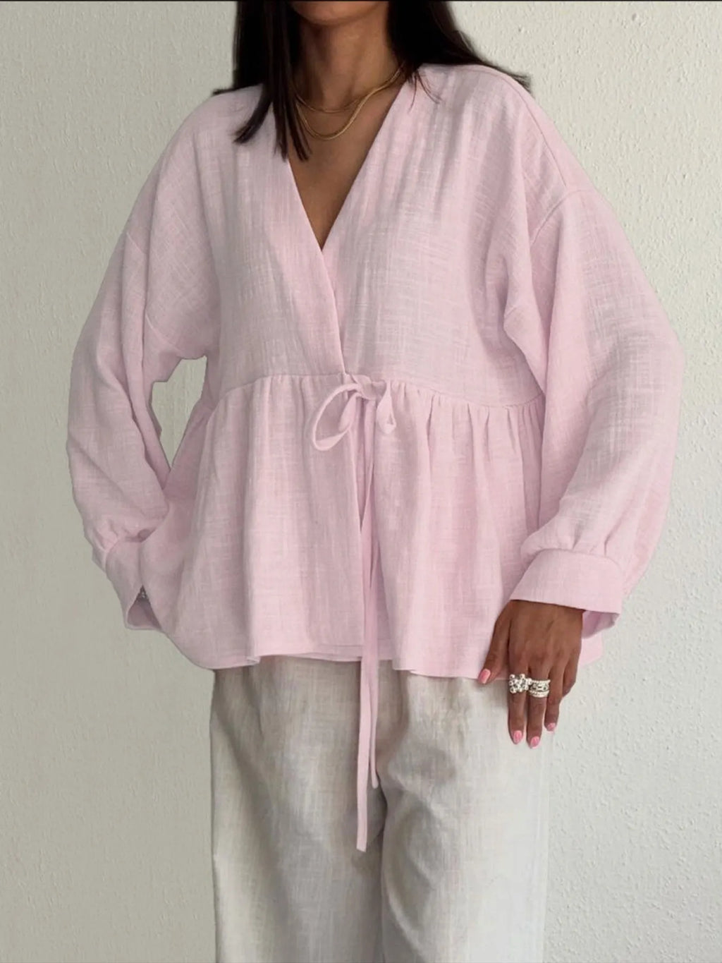 Tie Front Long Sleeve Shirt