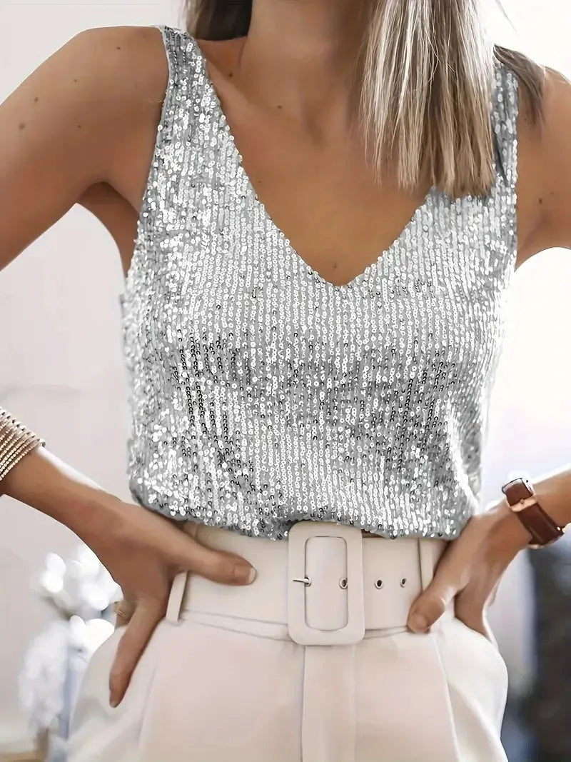 Elegantes Ärmelloses Top mit Pailletten