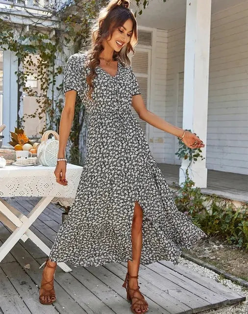 Laila - Vintage blomstret sommerkjole