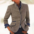 Elegant Tailored Wool Blend Women's Blazer with Buttons