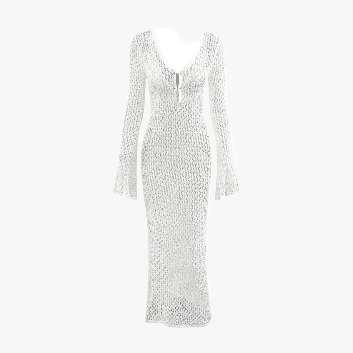 GehÃ¤keltes Maxikleid mit V-Ausschnitt
