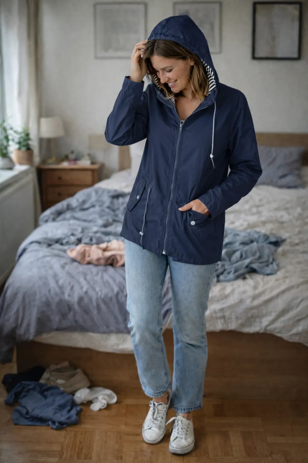 Damen Regenjacke Leicht mit Kapuze