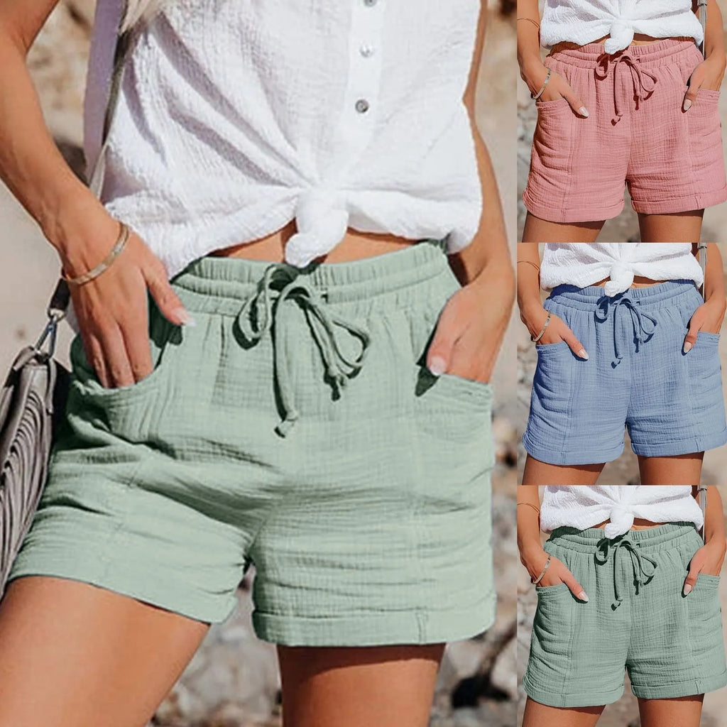 Women's Shorts with Pockets and Elastic Waistband