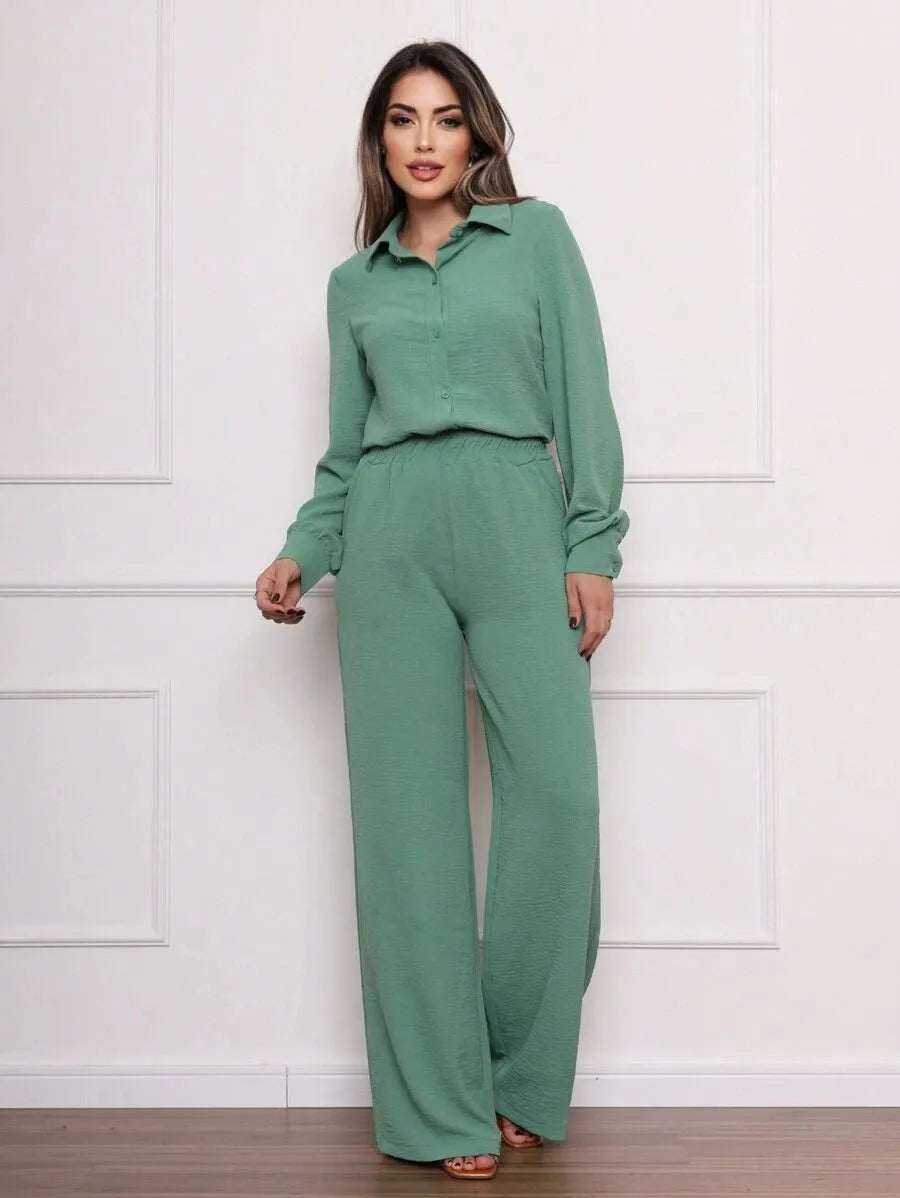 Conjunto Feminino CalÃ§a Pantalona Verde Menta