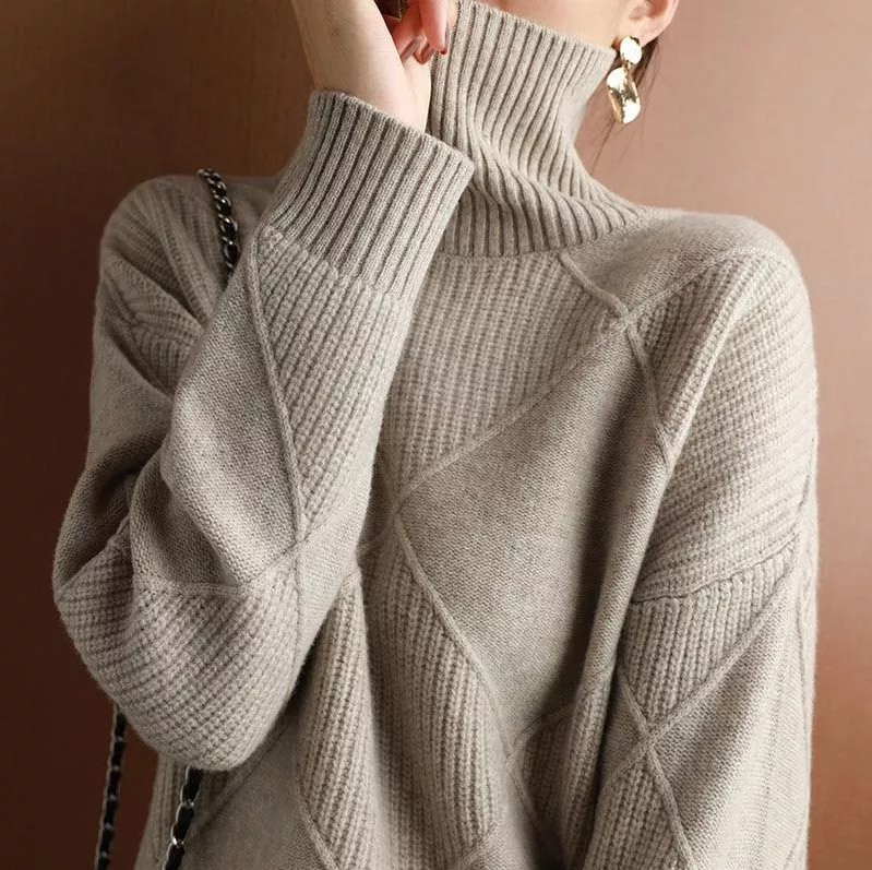 Hannover - Lose Rollkragenpullover Strickjacke