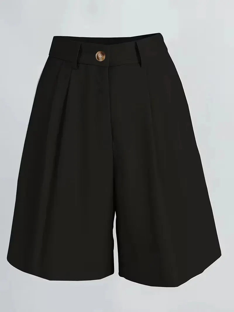 Women's Shorts with High Waist and Gold Buckle