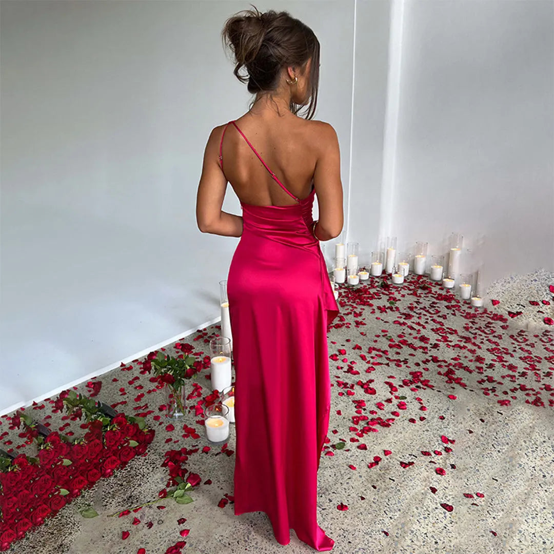 DAVIDA | Luxe Maxi Satijnen Jurk Voor Dames - Glanzend & Zelfverzekerd