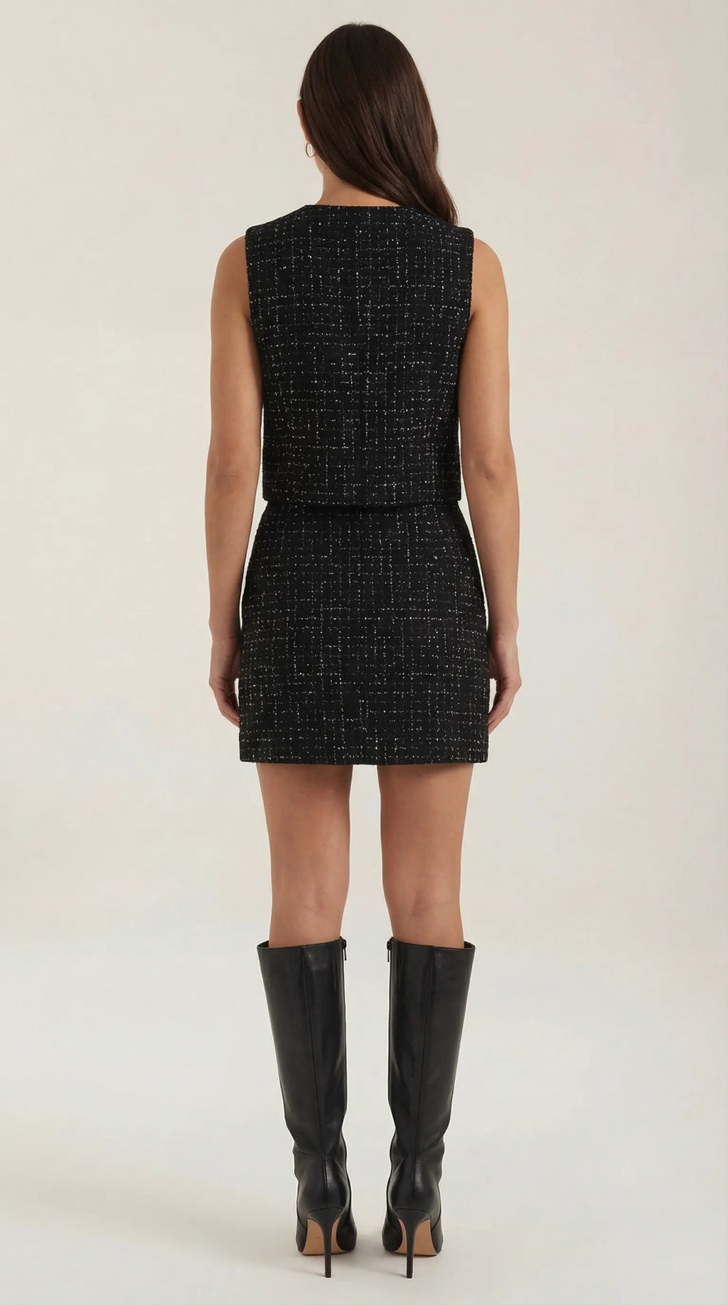 Trendy Black Women's Set With Sleeveless Top And Mini Skirt