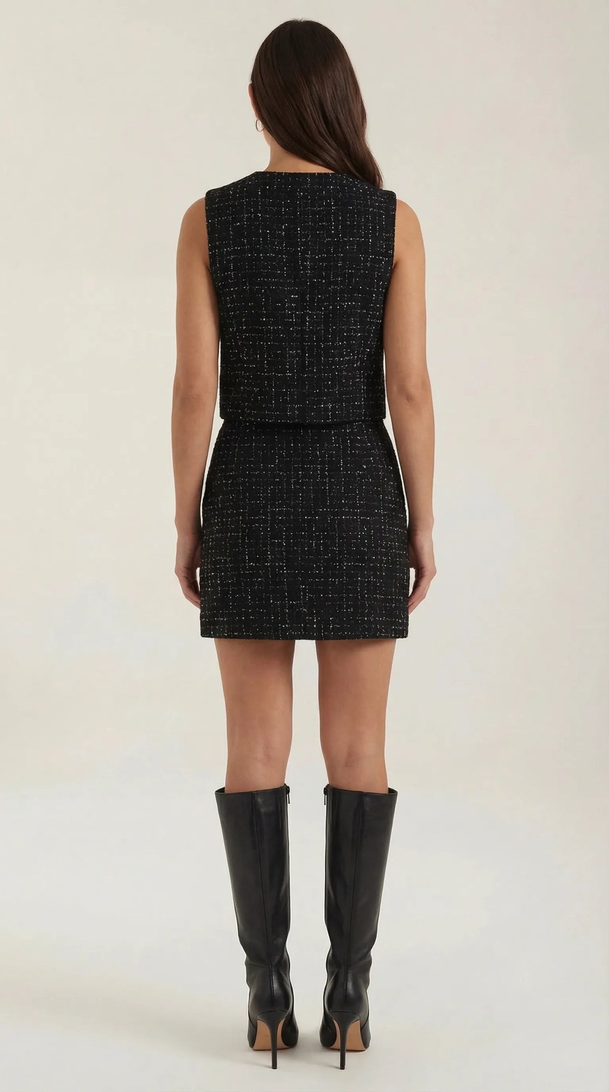 Trendy Black Women's Set With Sleeveless Top And Mini Skirt