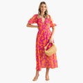 Womenâ€™s Maxi Dress with V-Neck and A-Line Skirt