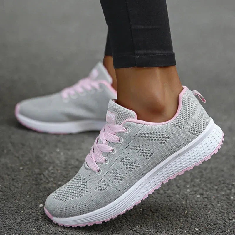Damers Andningsbara Mesh Tyg SnÃ¶rade Sneakers