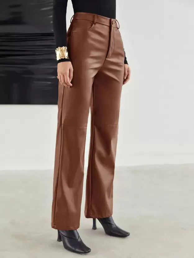 MEREL | Tijdloze Leren Broek Met Moderne Snit Voor Dames - Stijlvol & Elegant
