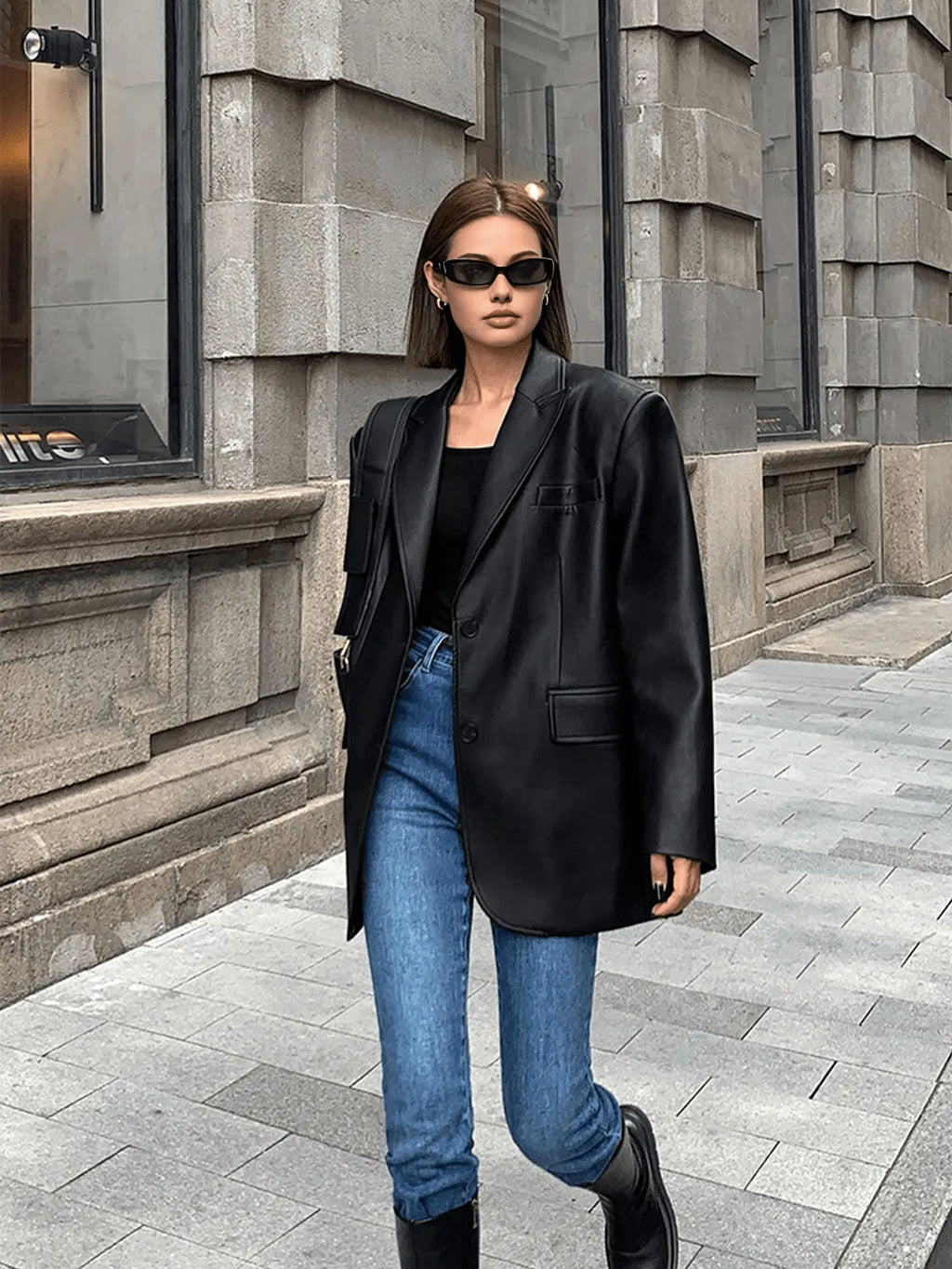 ELISSA | Oversized Leren Blazer Voor Dames - Stijlvol, Veelzijdig & Modieus