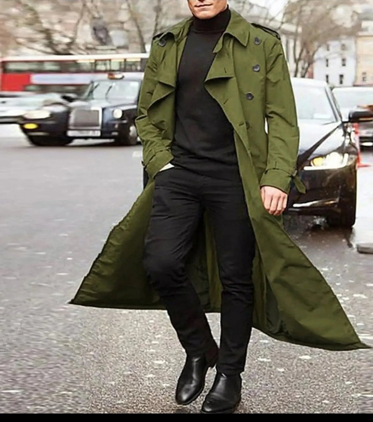 Trenchcoat Mit Gekerbtem Revers Und Taschen Für Herren