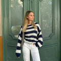 Lässig-eleganter Strickpullover mit Ballonärmeln