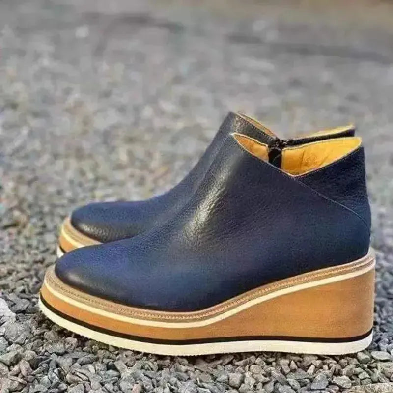 Damen Stiefeletten mit seitlichem Reißverschluss und Plateausohle