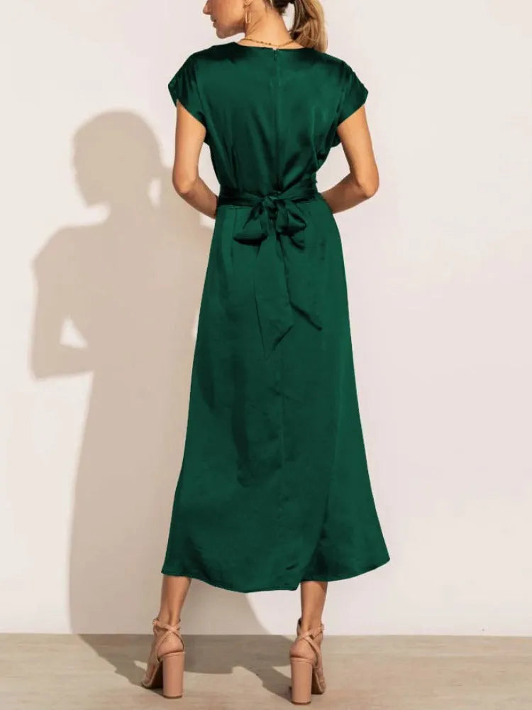 Adelaida | Elegant Satin Midi Dress