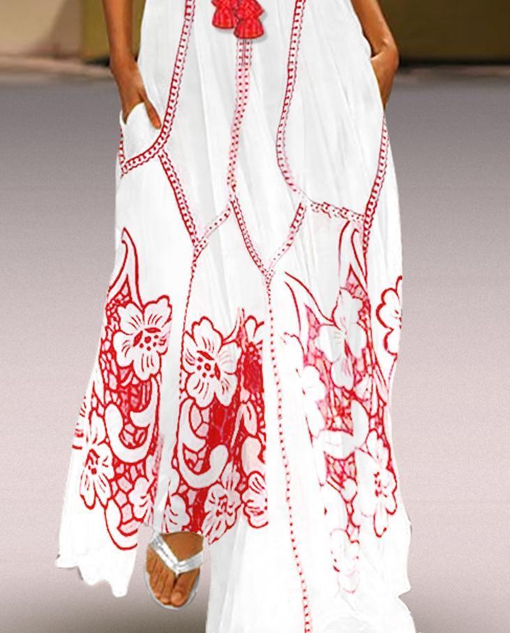 Women s Chinese Sleeveless Print Spring Summer Dress