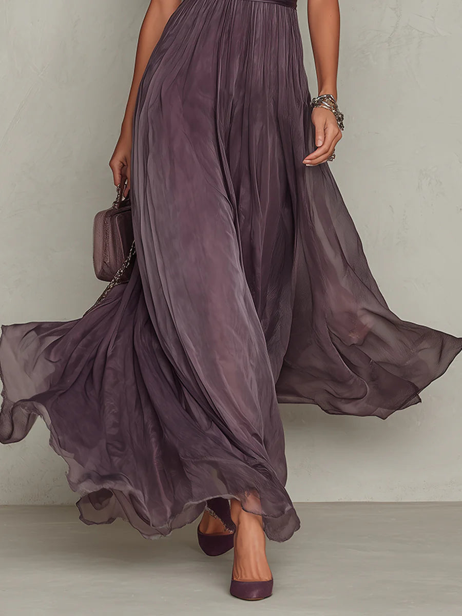 Dames Maxi Jurk met Kanten Detail en Geraffineerde Taille