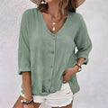 Dames Blouse met Knoopsluiting en V-hals