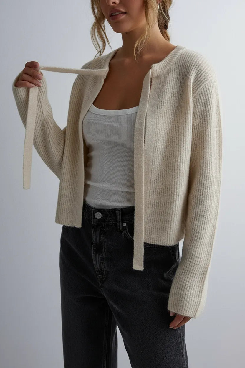 Eleganter Strick-Cardigan mit Bindeband