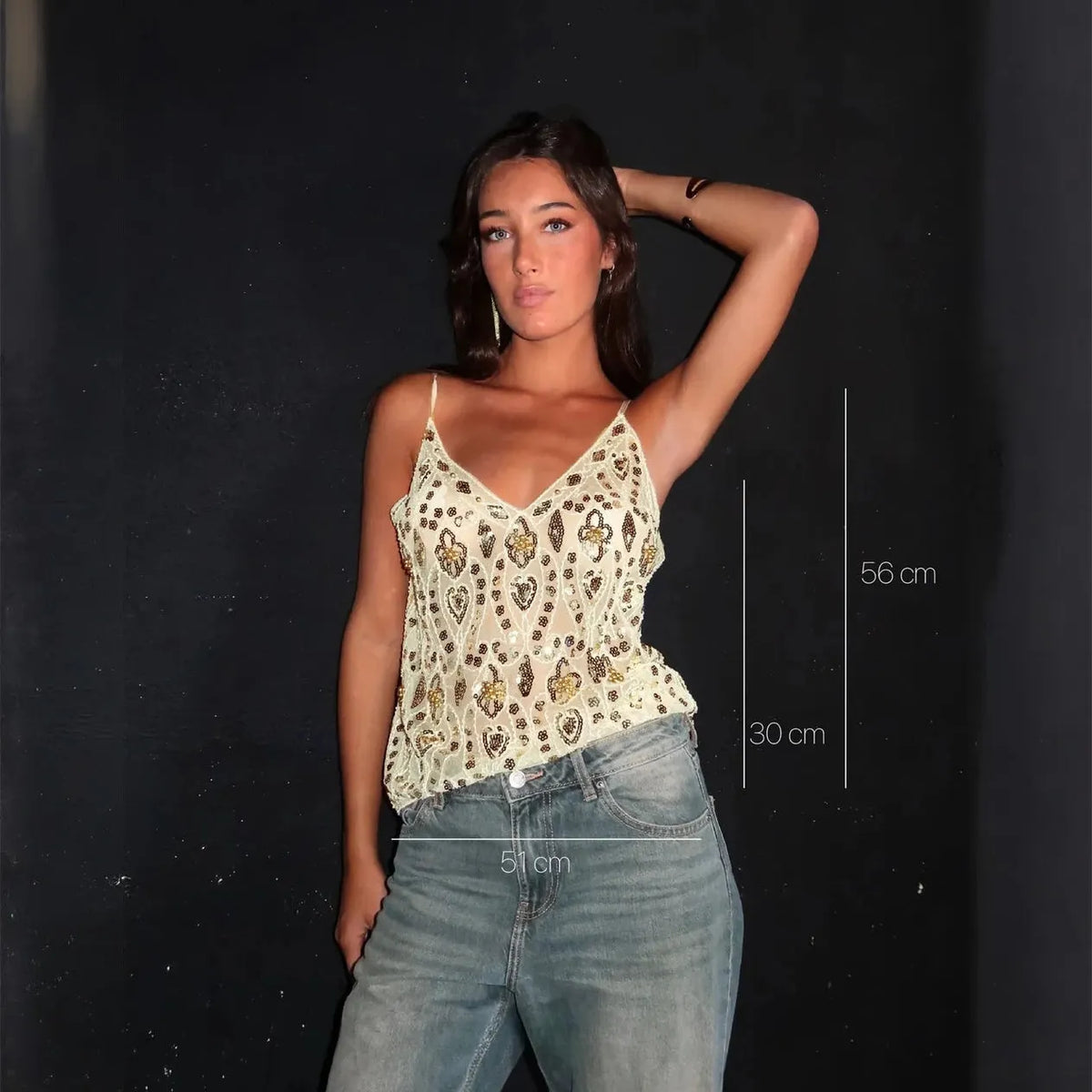 Verziertes Camisole-Top mit zarten Trägern