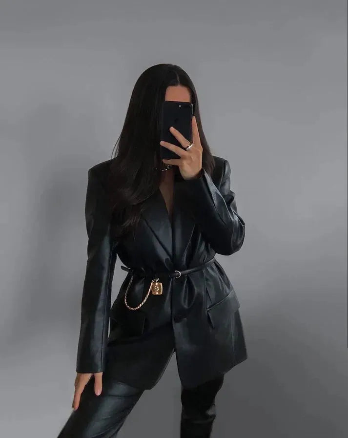 Rosanne | Chic Leather Blazer for Women