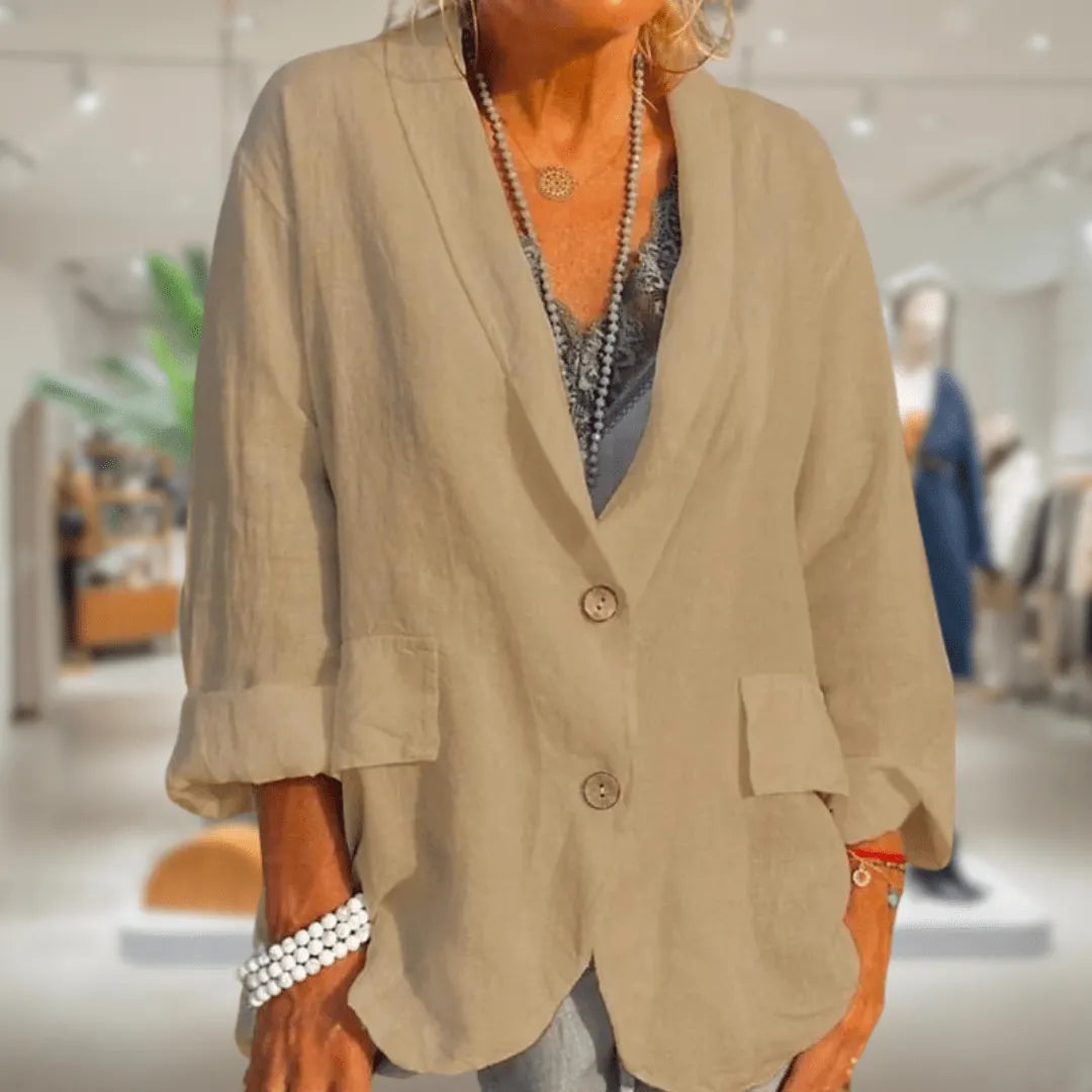 Blazer Leinen LÃ¤ssig Beige NatÃ¼rliche Eleganz und Komfort