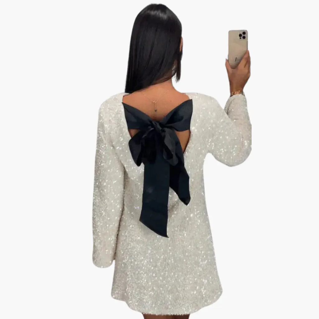 Womenâs Mini Dress with Bow-Back Detail