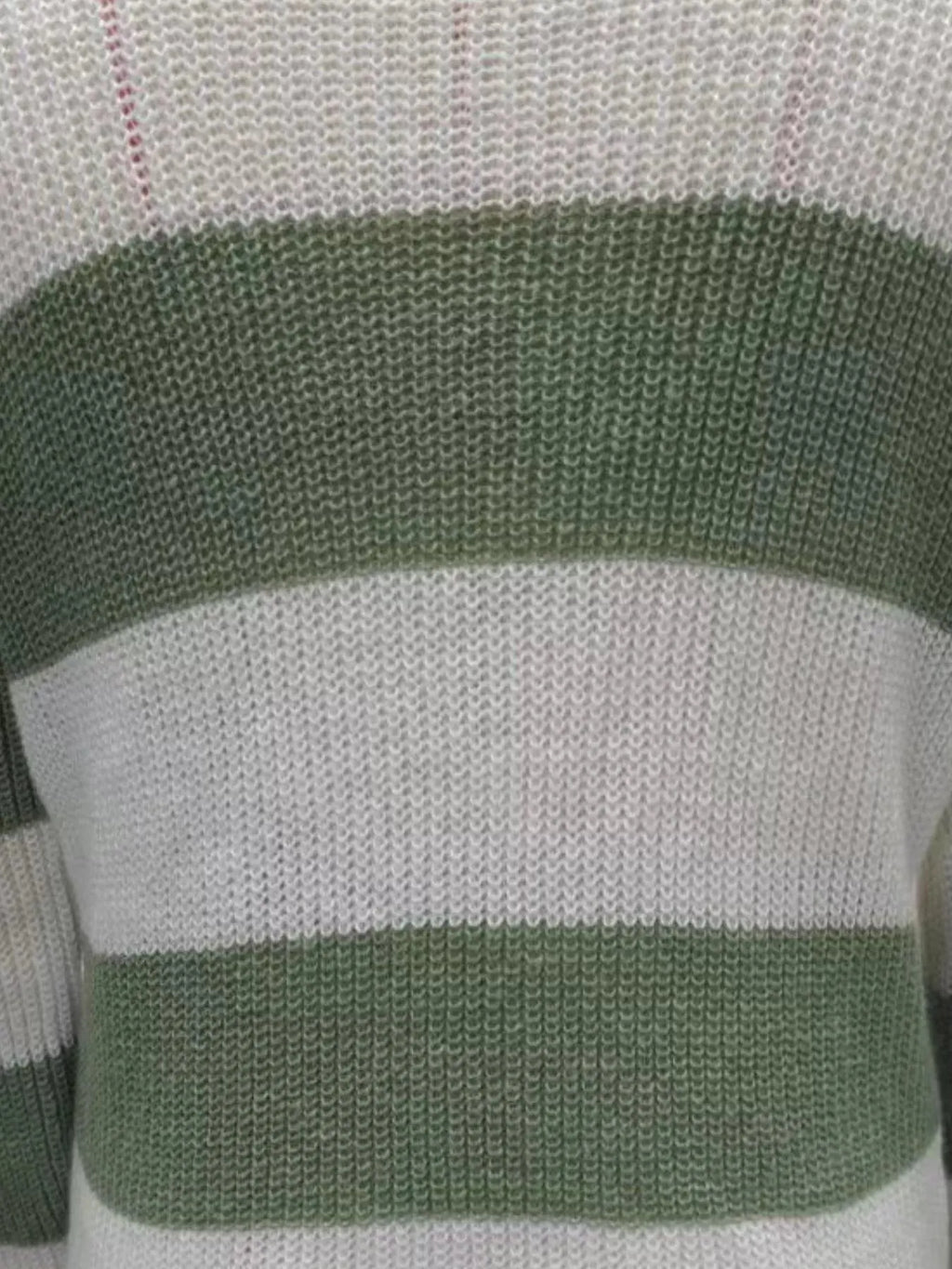 Full Size Contrast Striped Round Neck Sweater Plus Size