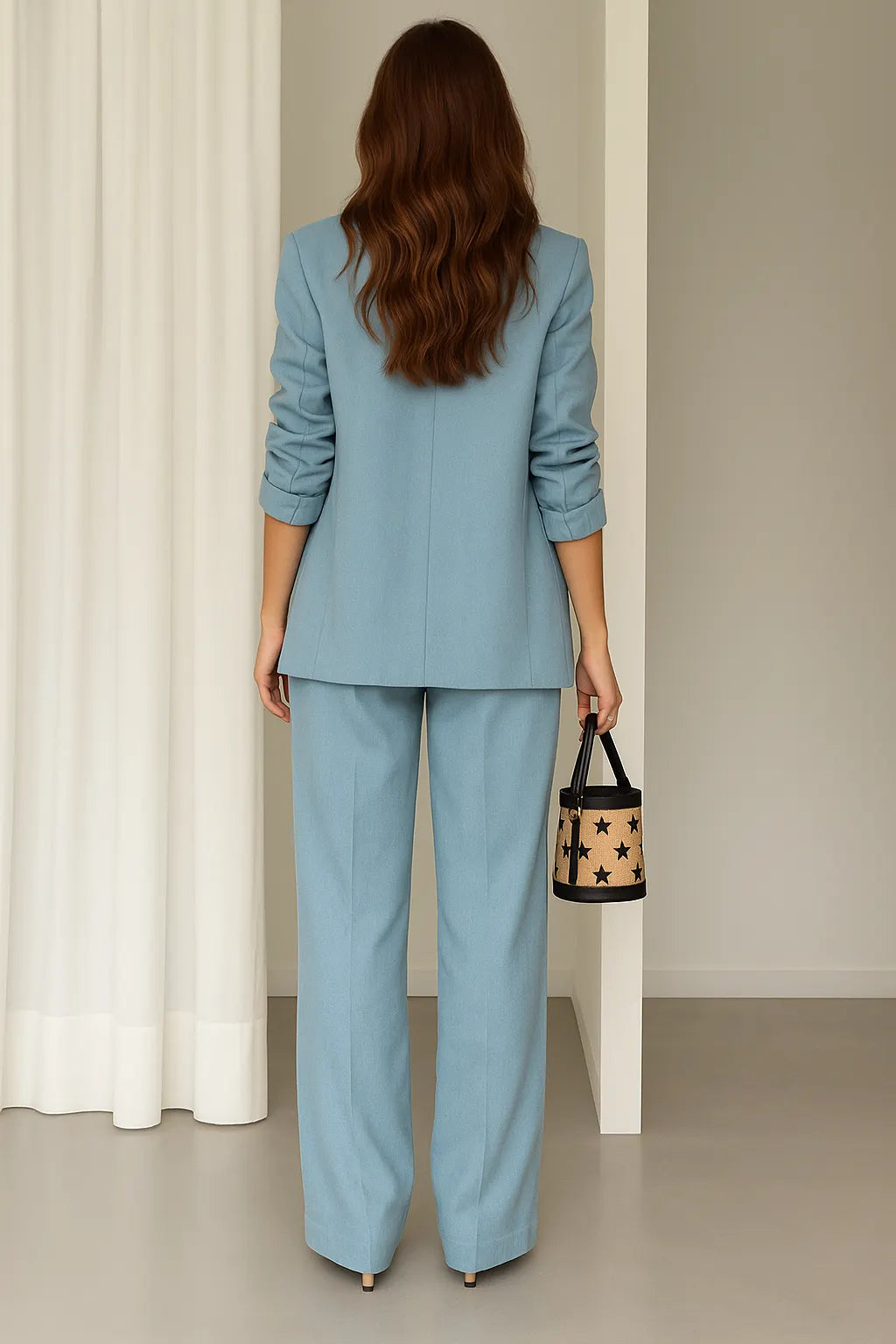 Elegant Blue Women's Blazer Set with Pants and Vest