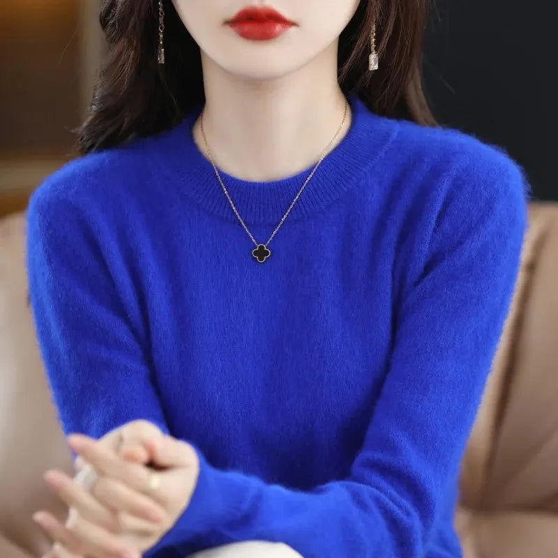 Kaschmir Pullover Damen Luxuriöser Rundhalsausschnitt, Weich & Modisch