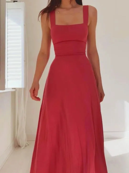 Damen Midikleid mit breiten TrÃ¤gern