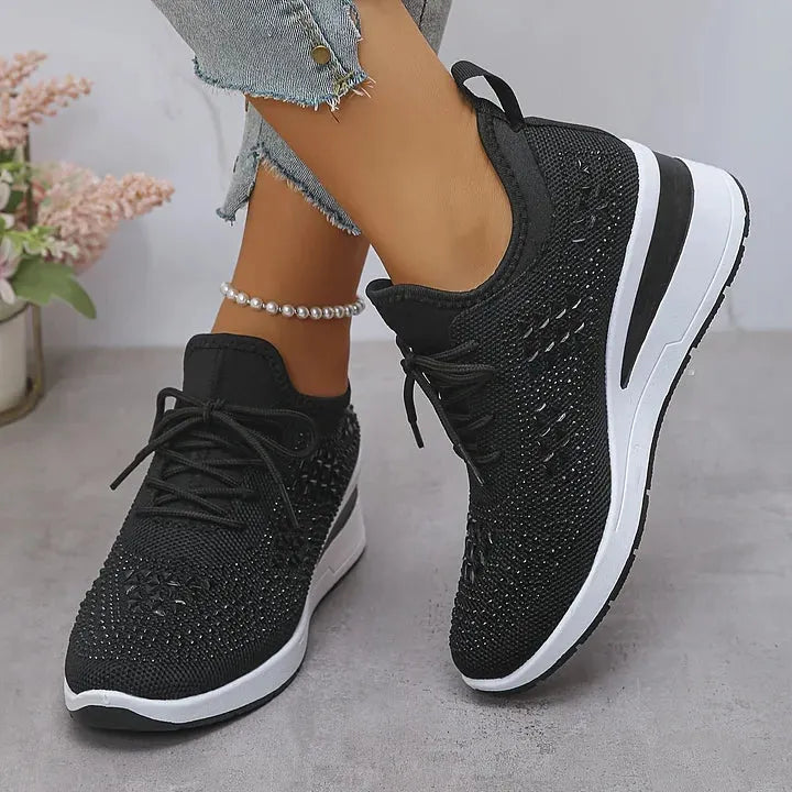 Annika – Ortopædiske sneakers med glitrende rhinsten