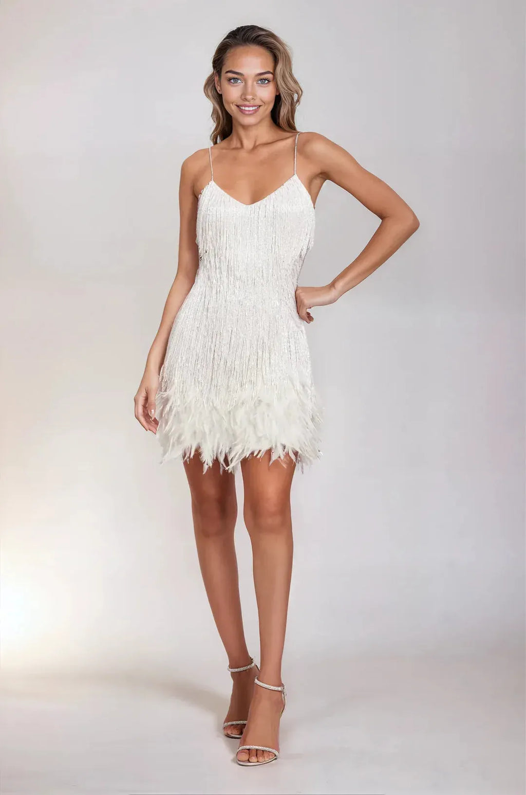 Glitter Veer Mini Jurk | Feestelijke Jurk Met Franjes En Glamour Look